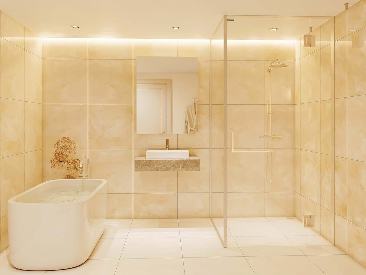 ソフトクロージング機構付ガラスドア用自由丁番 GH-J1303型の施工例・採用事例