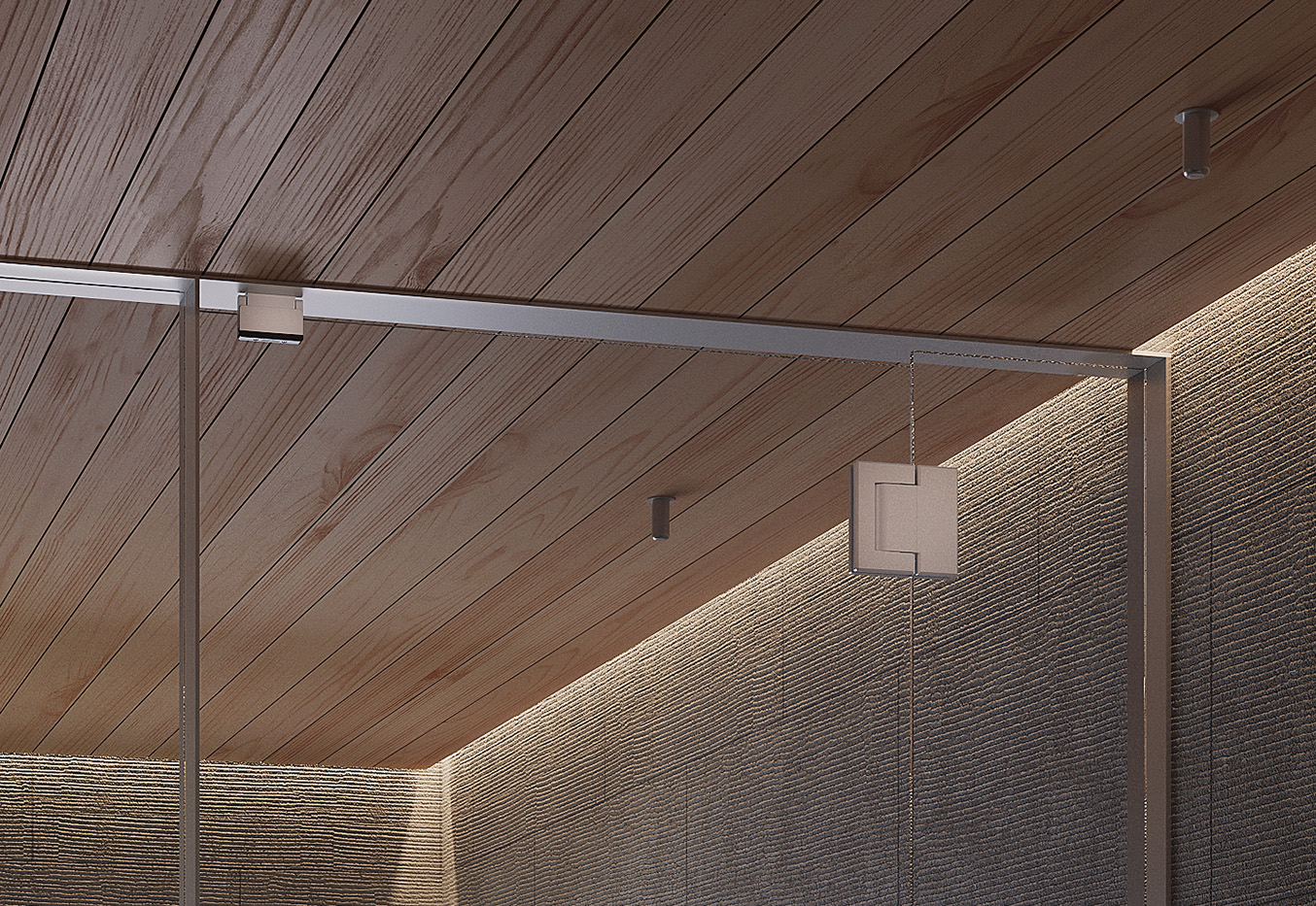 ガラスドア用戸当り HT-C型 天井付の施工例・採用事例