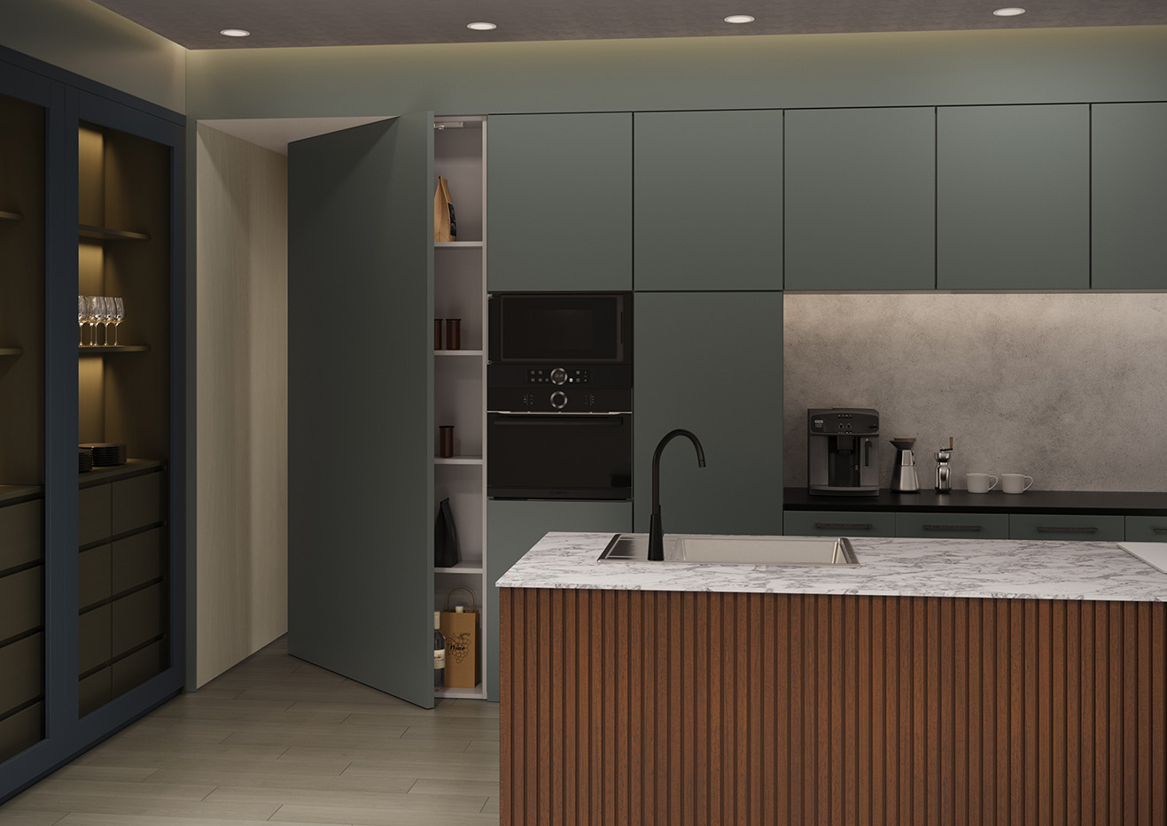 重量用ワンタッチスライド丁番 J95 93°開き/インセットの施工例・採用事例